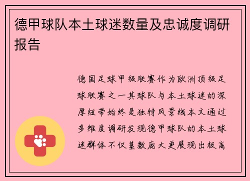 德甲球队本土球迷数量及忠诚度调研报告